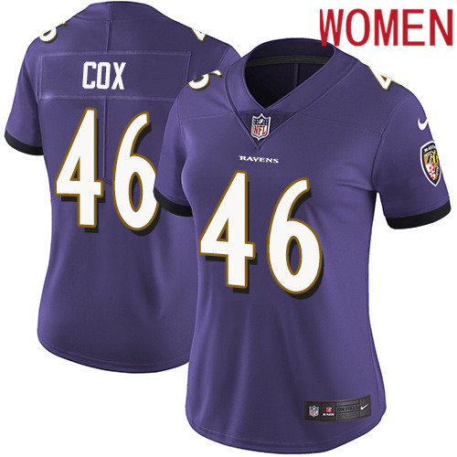 2019 Women Baltimore Ravens #46 Cox purple Nike Vapor Untouchable Limited NFL Jersey